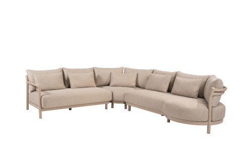 4 Seasons Mykonos Corner Sofa + Living Chair W/cush - Latte